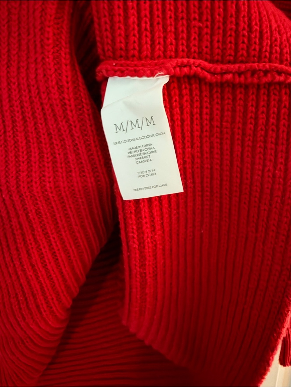 CAbi Bright Red V-Neck Cable Sleeve Sweater - Picture 4 of 5